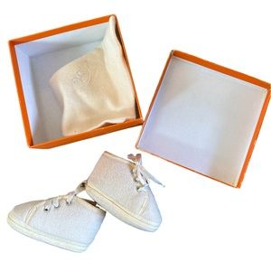 Hermes Baby Angora Cream Crib Boots Shoes with box Newborn